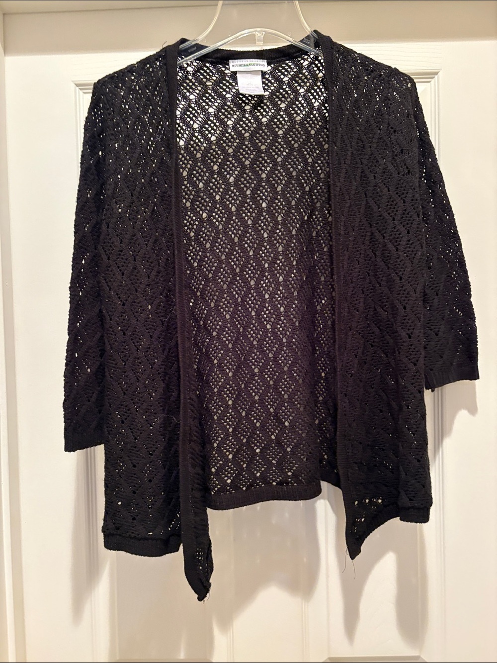 Openwork Black Knit Cardigan Sweater